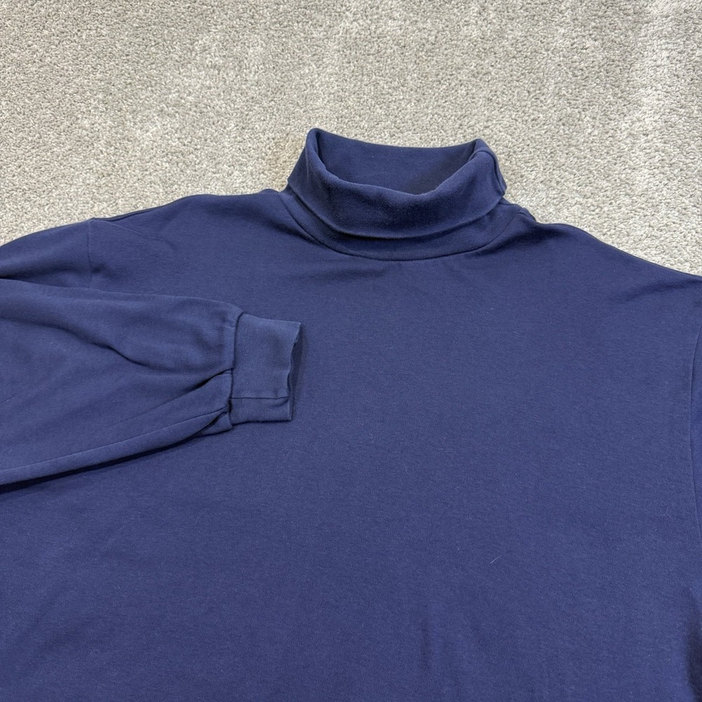 VTG Eddie Bauer Mens XL Turtleneck Shirt Made in USA Cotton Single Stitch Navy - Picture 2 of 6